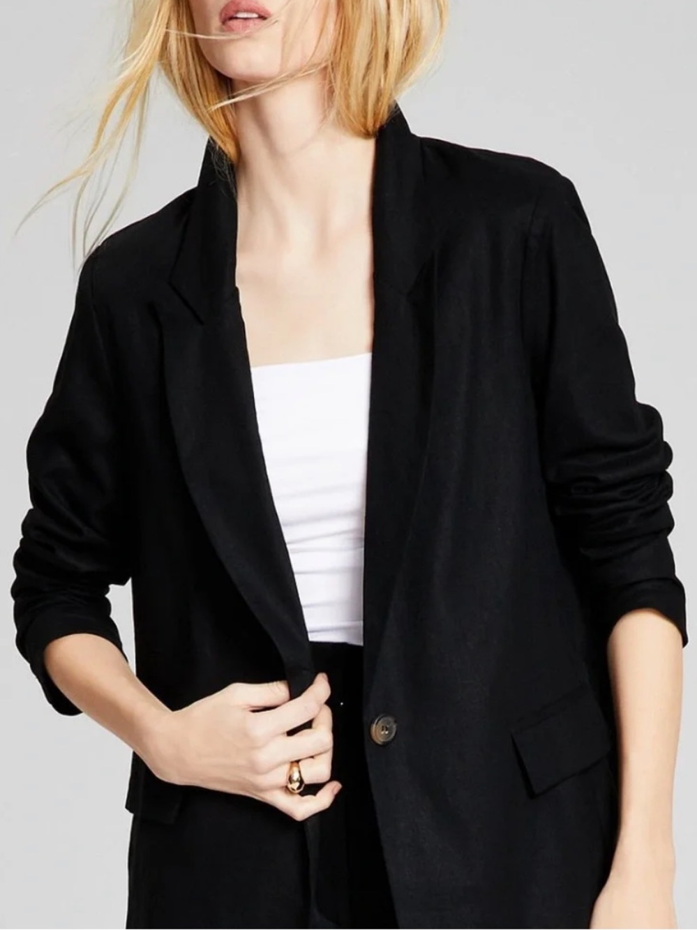 And Now This Oversized Black Linen Blazer